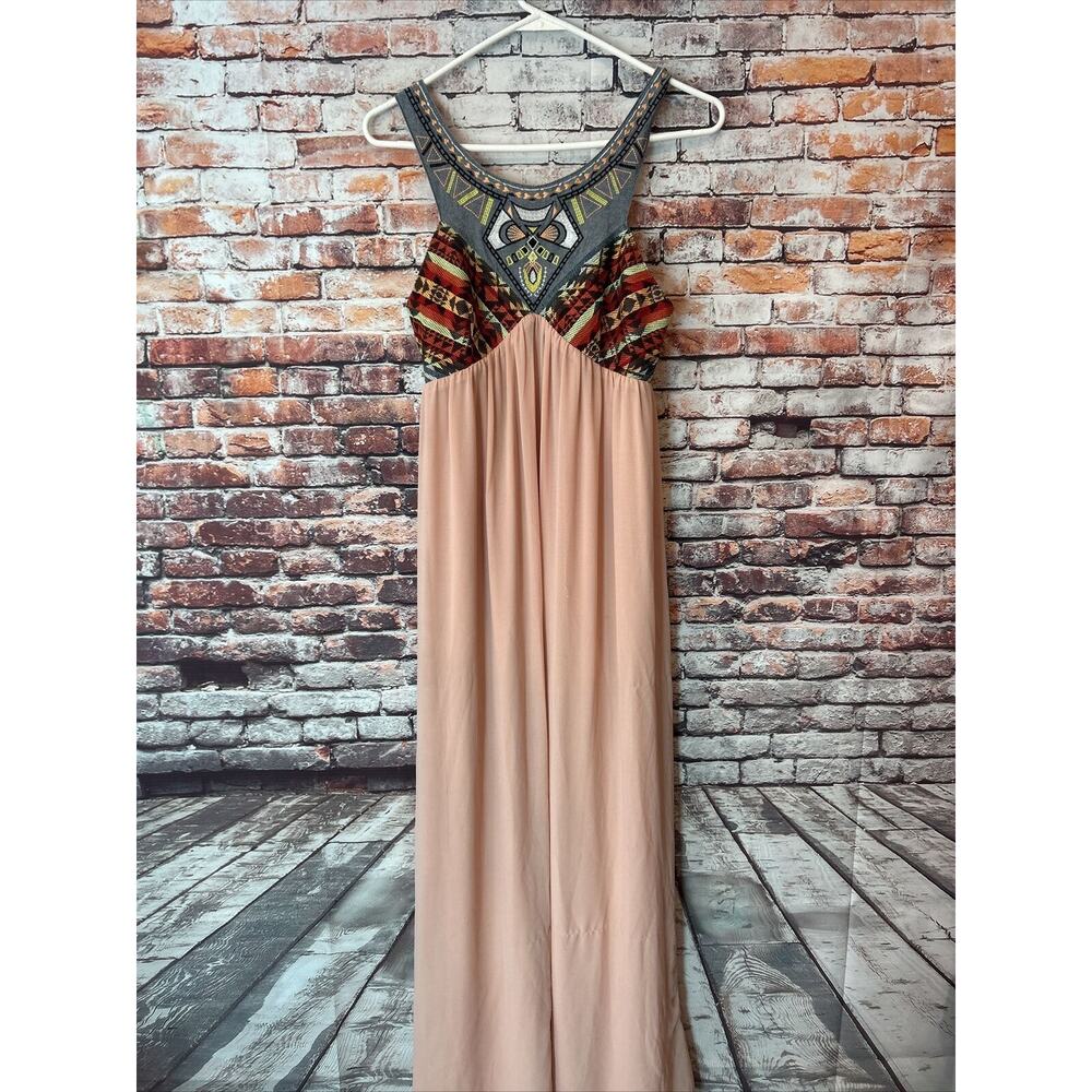 pink Flying Tomato Embroidered sleeveless Maxi Dress womens size medium